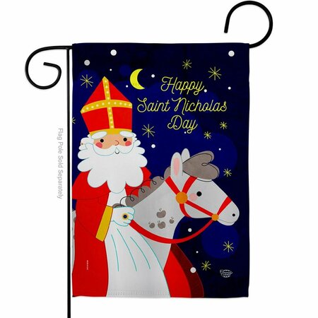 CUADRILATERO 13 x 18.5 in. Saint Nicholas Day Garden Flag with Winter Wonderland Double-Sided  Vertical Flags CU3888871